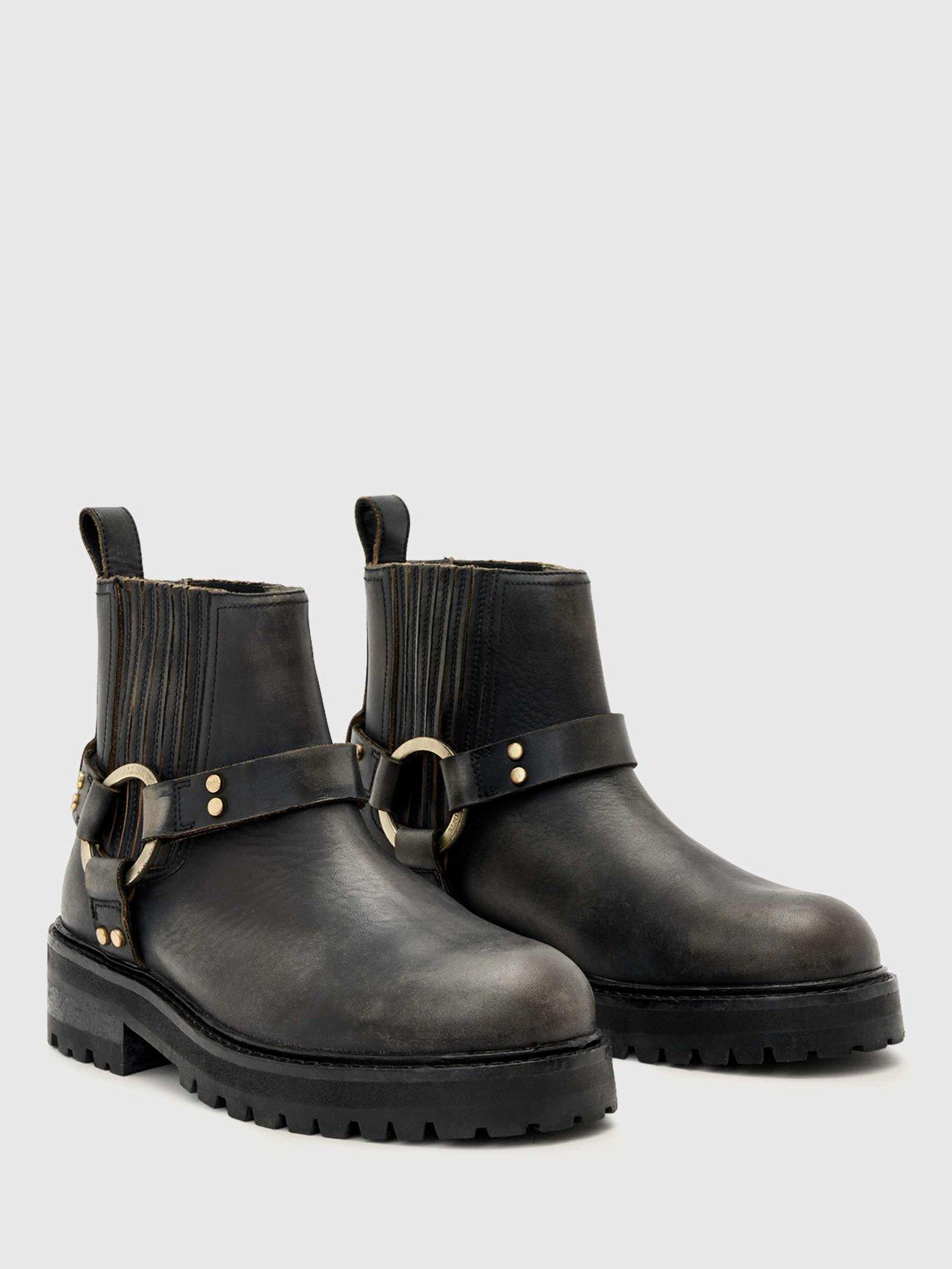 Product image 3 of 4, which shows AllSaints Maddie Leather Biker Boots, Brown, 4