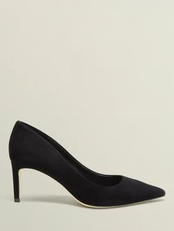 Hobbs Leila Suede Court Shoes, Black, Black