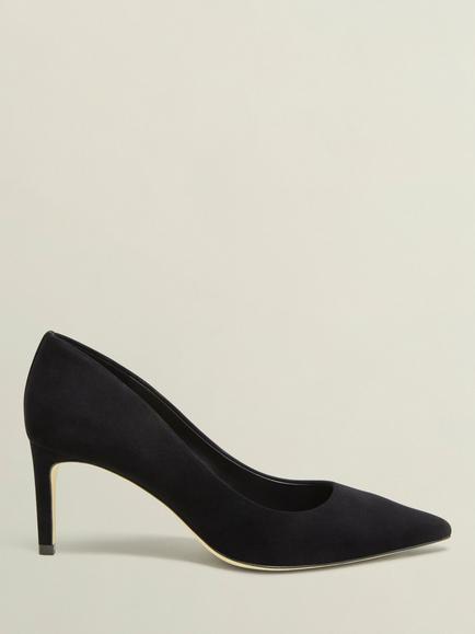 Hobbs Leila Suede Court Shoes, Black, Black