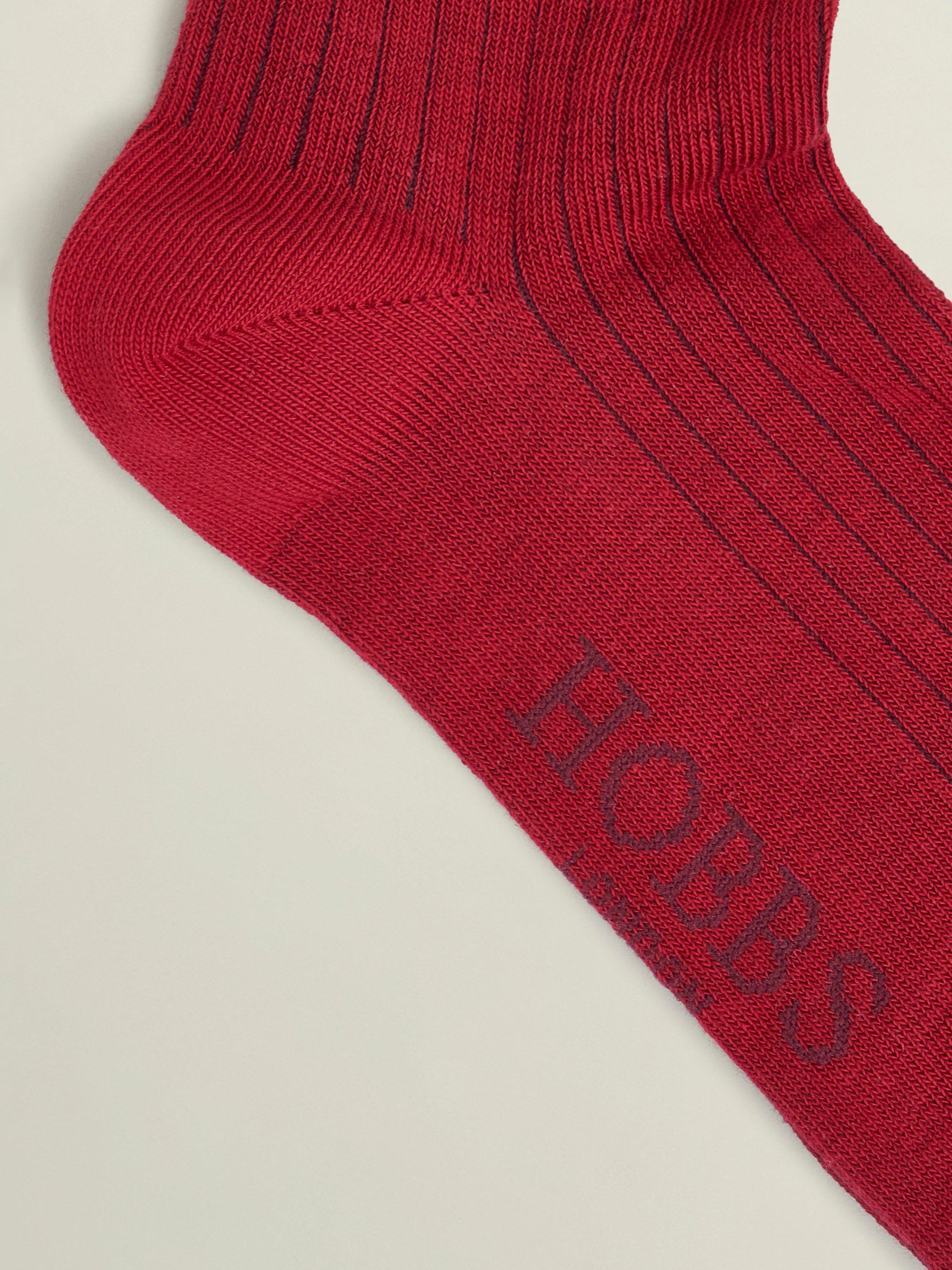 Product image 2 of 2, which shows Hobbs Plain Ribbed Socks, Hobbs Red, One Size