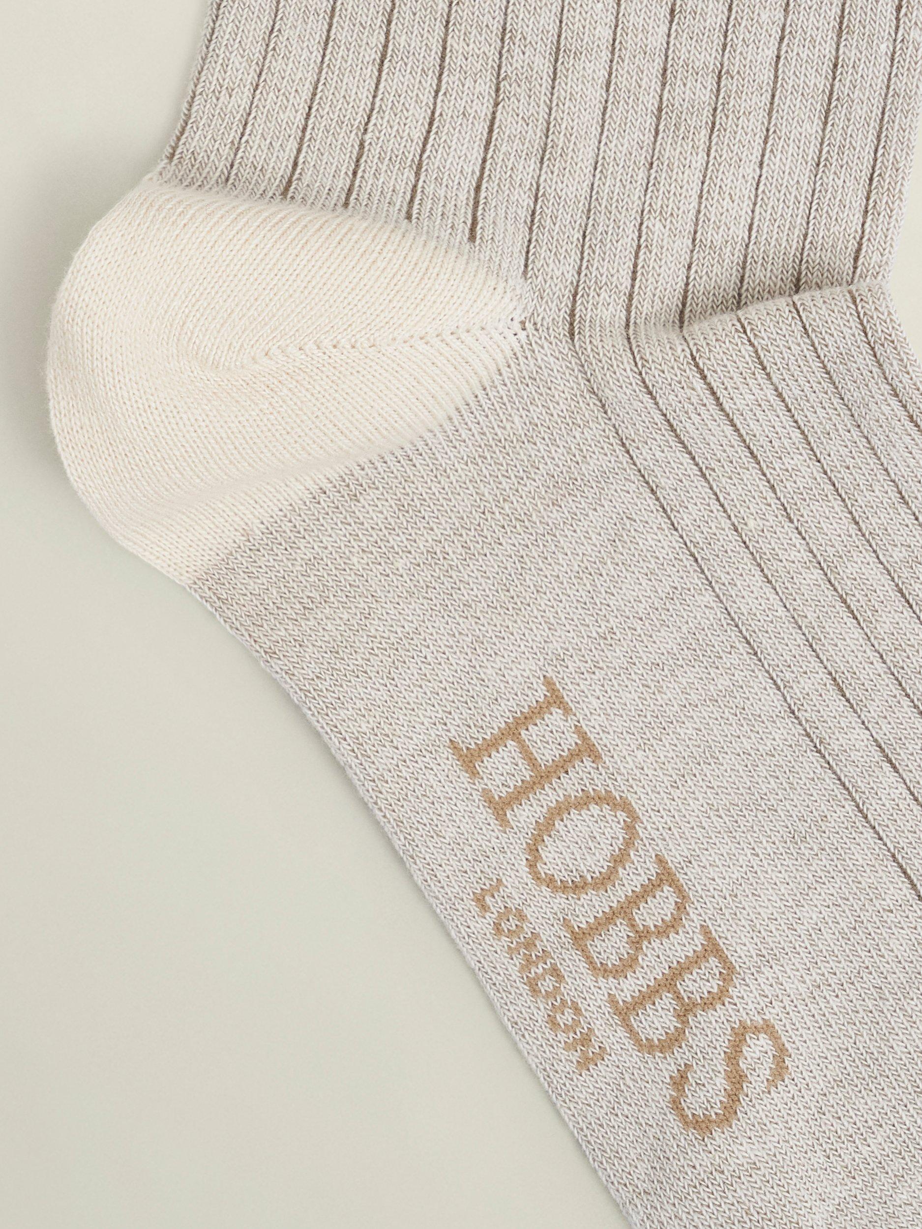Product image 2 of 2, which shows Hobbs Plain Ribbed Socks, Light Beige, One Size