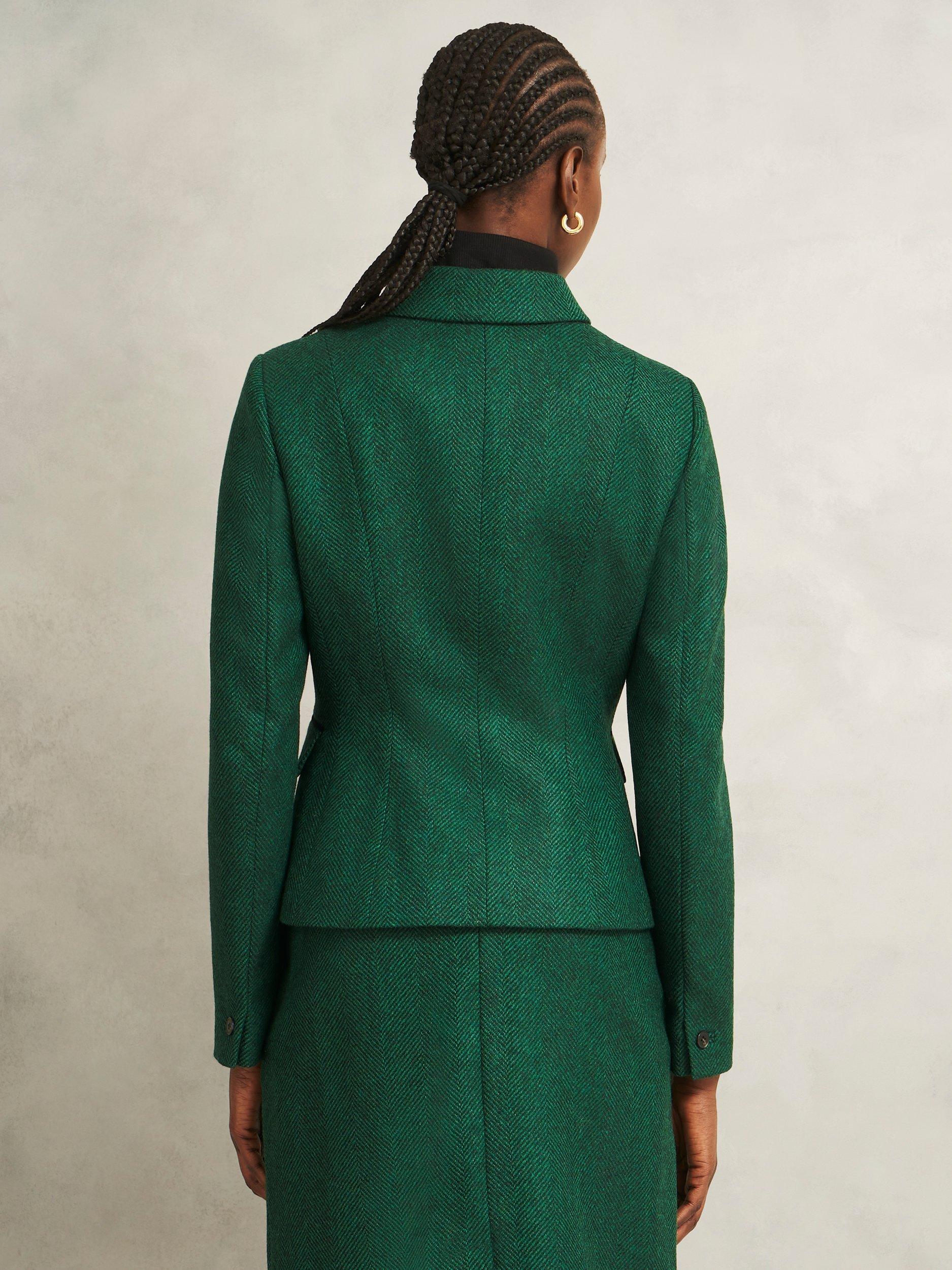 Product image 2 of 5, which shows Hobbs Daniella Pure Wool Jacket, Green, 10