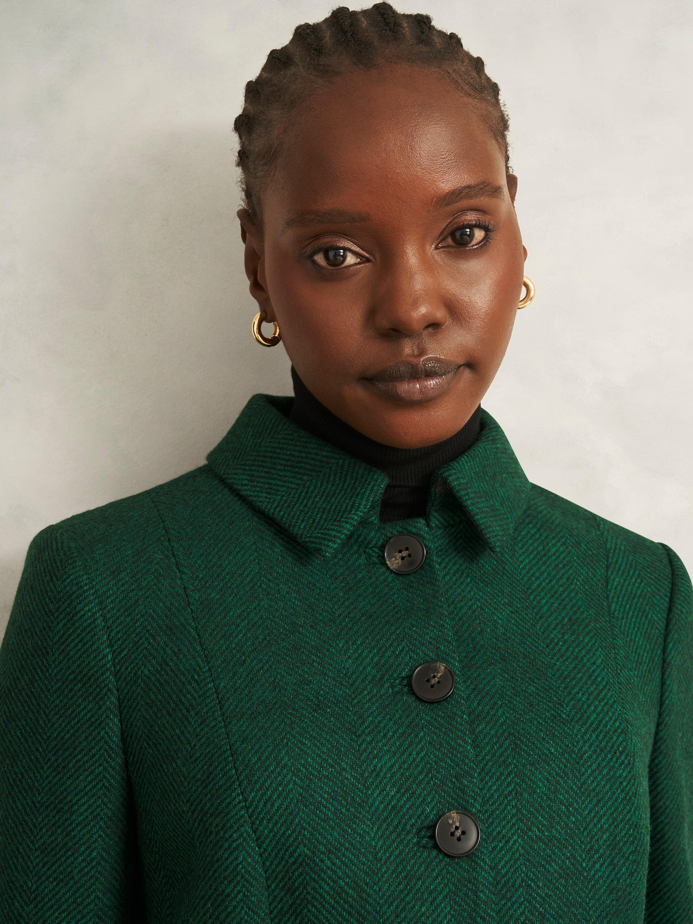 Product image 3 of 5, which shows Hobbs Daniella Pure Wool Jacket, Green, 10