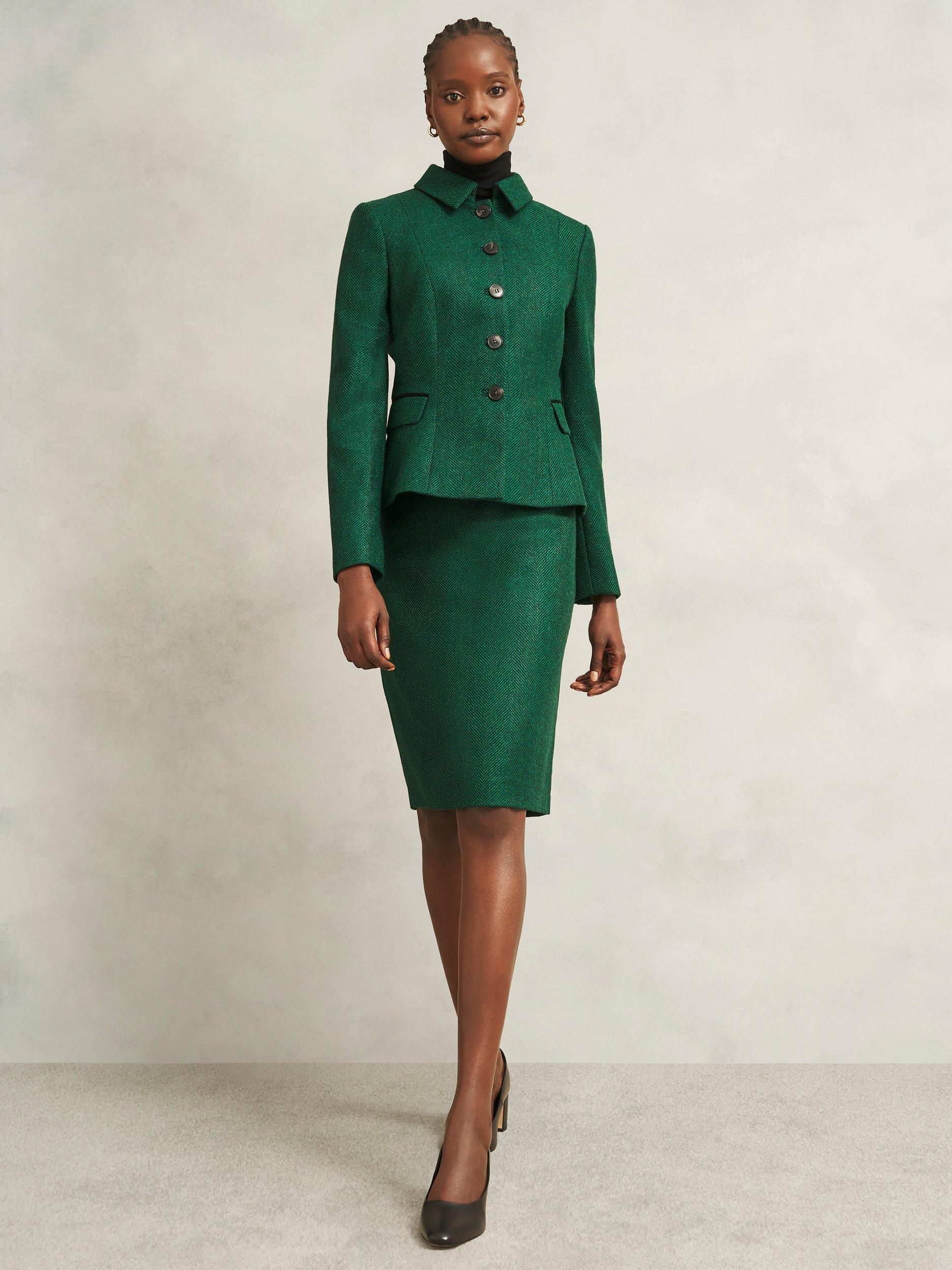 Product image 5 of 5, which shows Hobbs Daniella Pure Wool Jacket, Green, 10