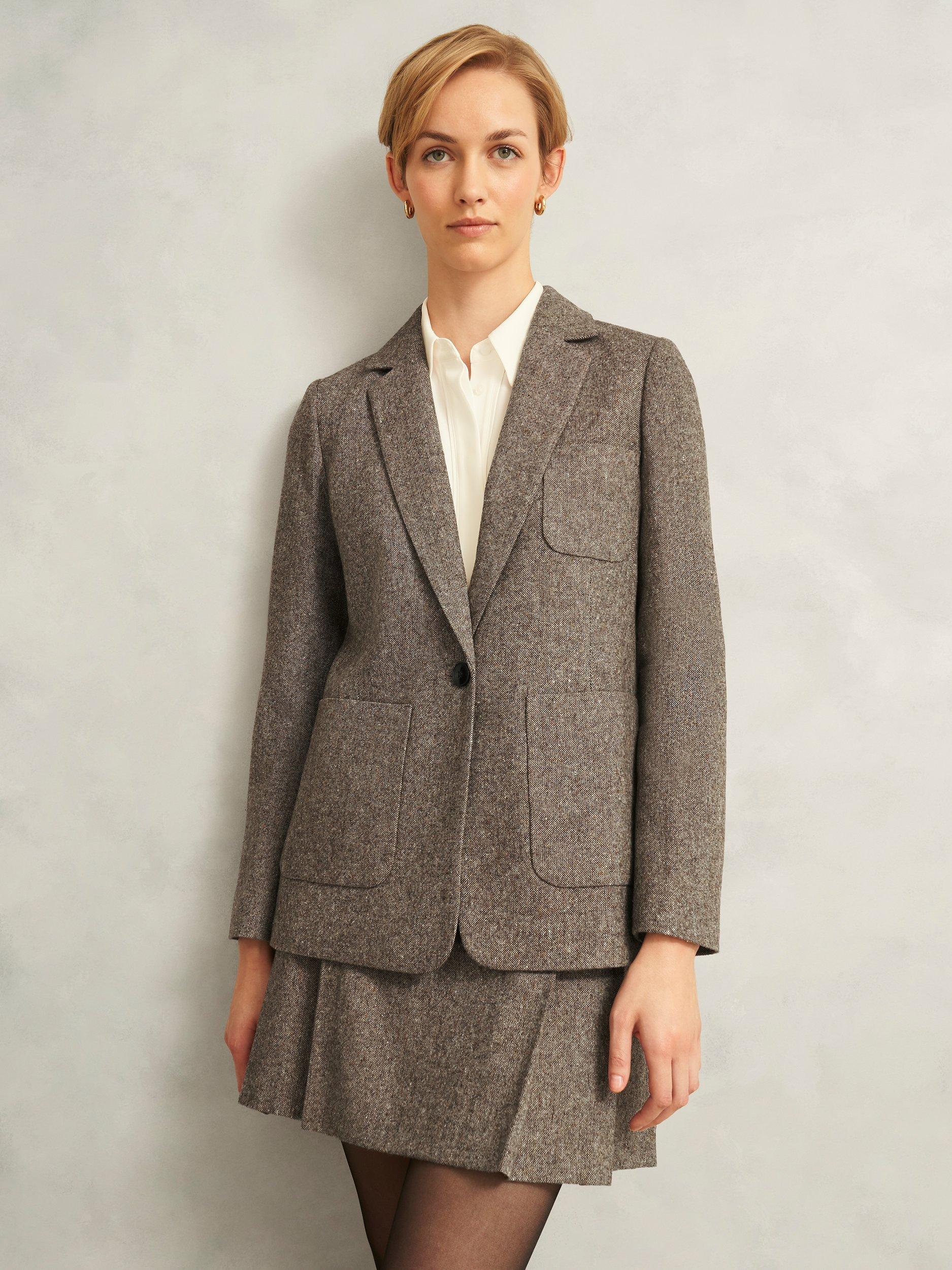Product image 1 of 7, which shows Hobbs Elvie Textured Jacket, Brown/Multi, 12