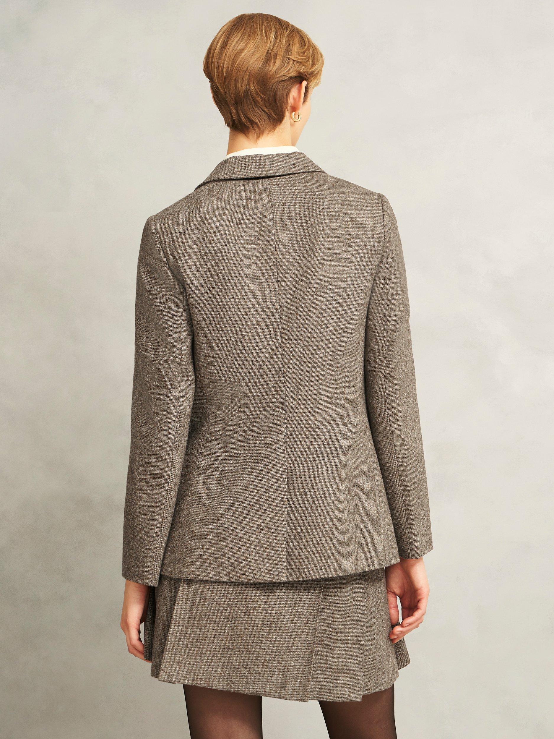 Product image 2 of 7, which shows Hobbs Elvie Textured Jacket, Brown/Multi, 12