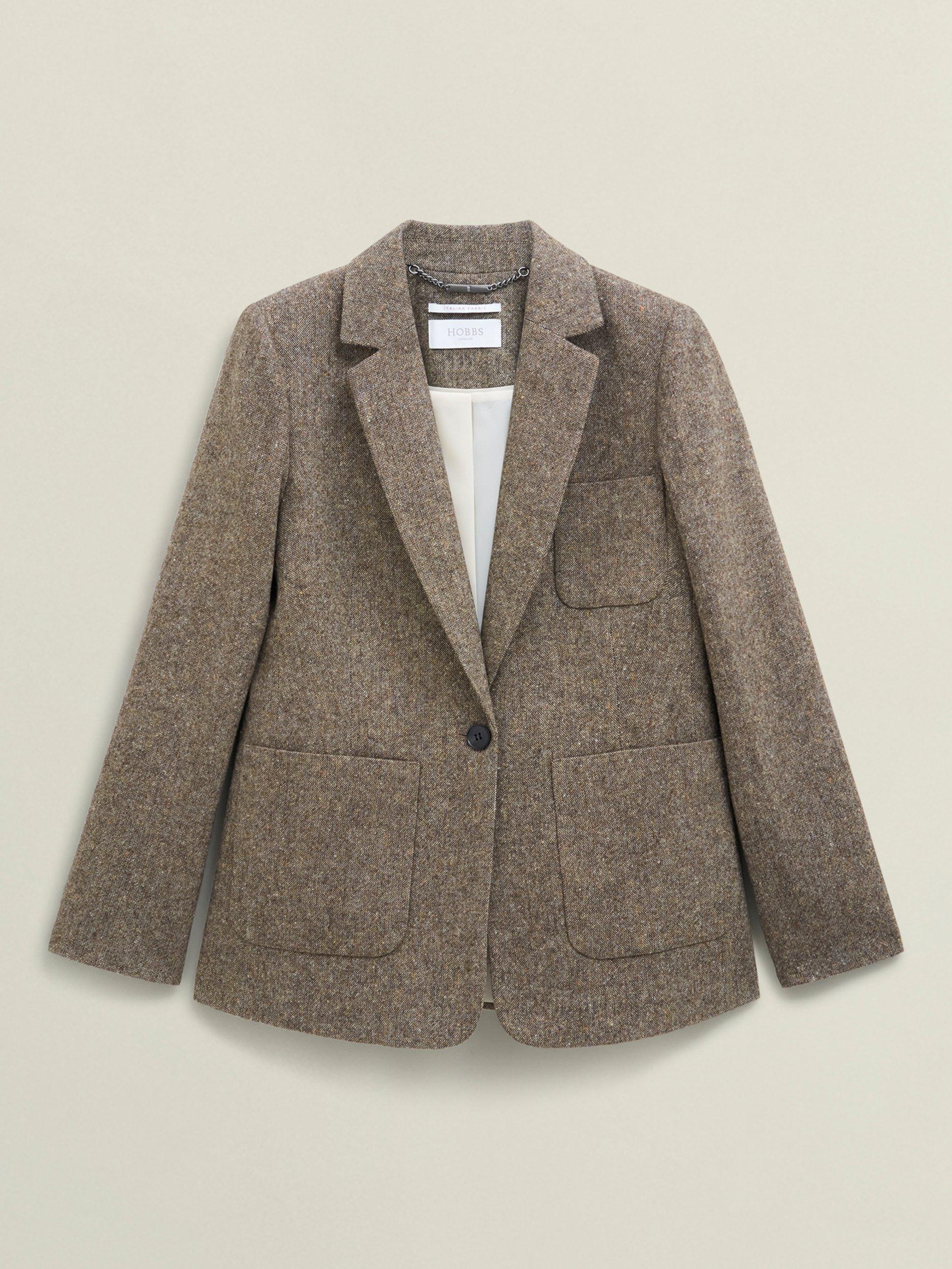 Product image 4 of 7, which shows Hobbs Elvie Textured Jacket, Brown/Multi, 12
