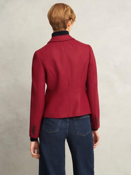 Hobbs Hackness Textured Pure Wool Jacket, Red - view 2, Red