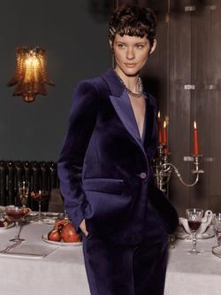 Hobbs Heather Velvet Blazer, Purple, Purple