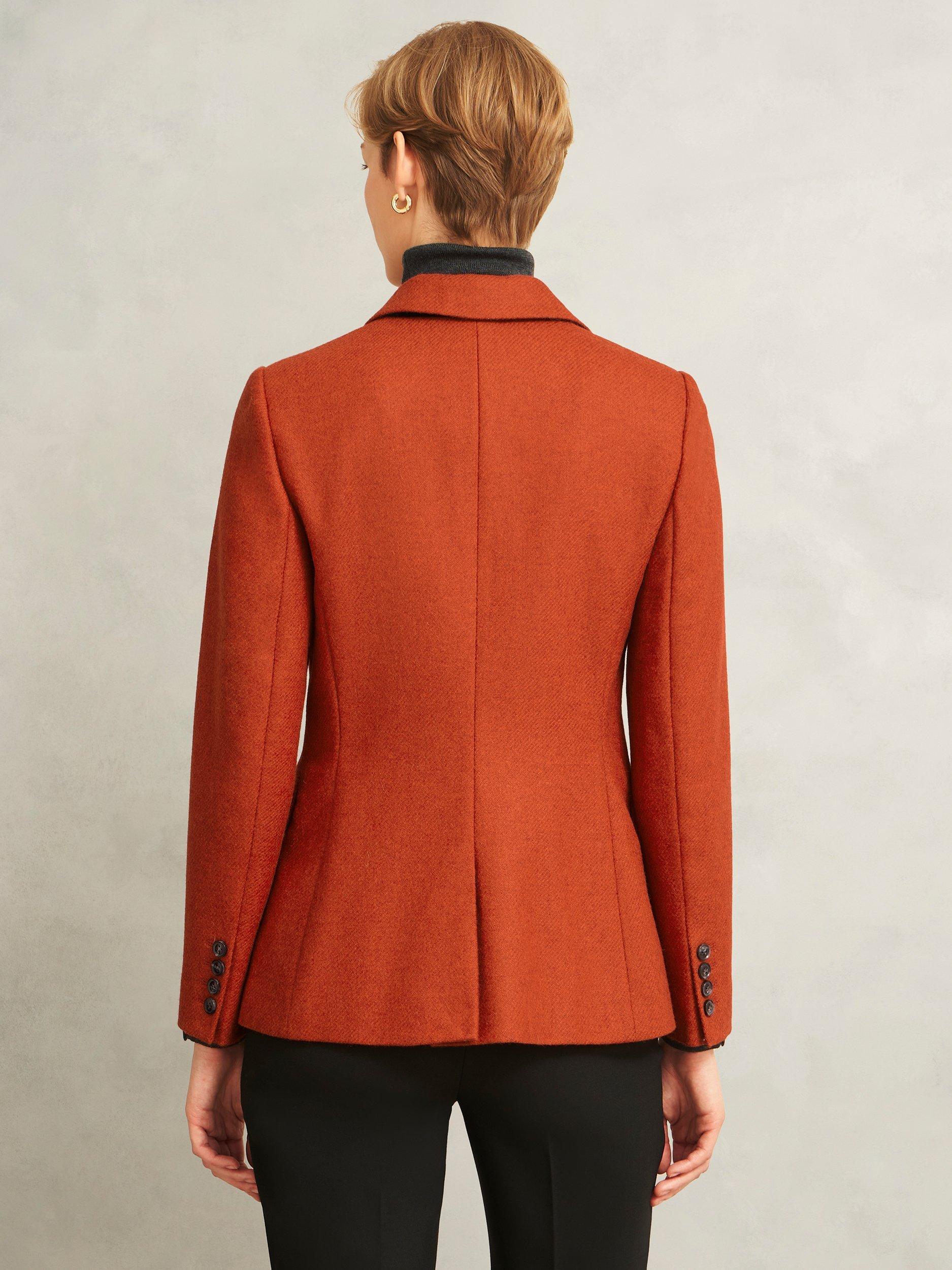 Product image 2 of 7, which shows Hobbs Jess Textured Pure Wool Jacket, Orange, 10