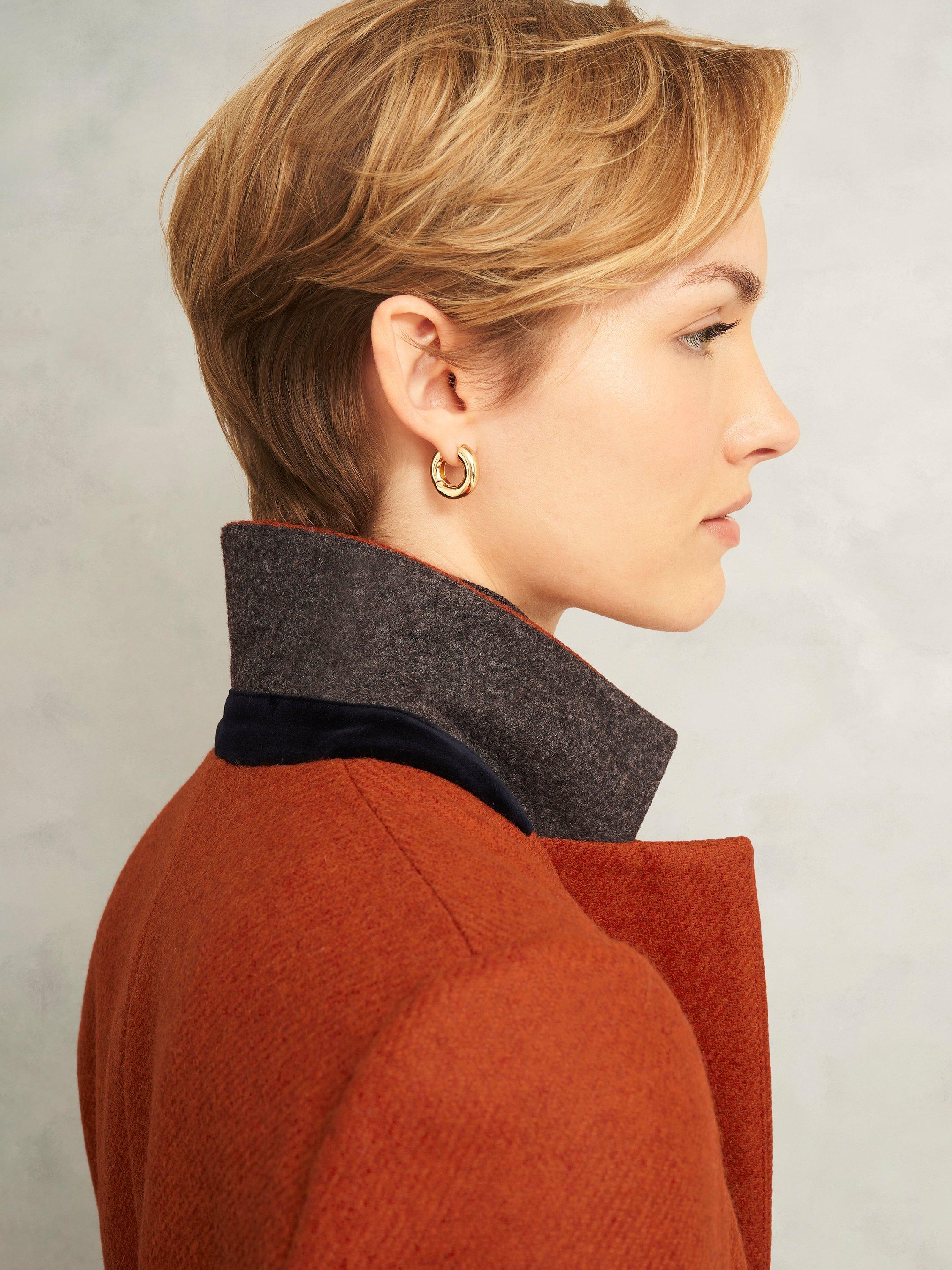 Product image 3 of 7, which shows Hobbs Jess Textured Pure Wool Jacket, Orange, 10