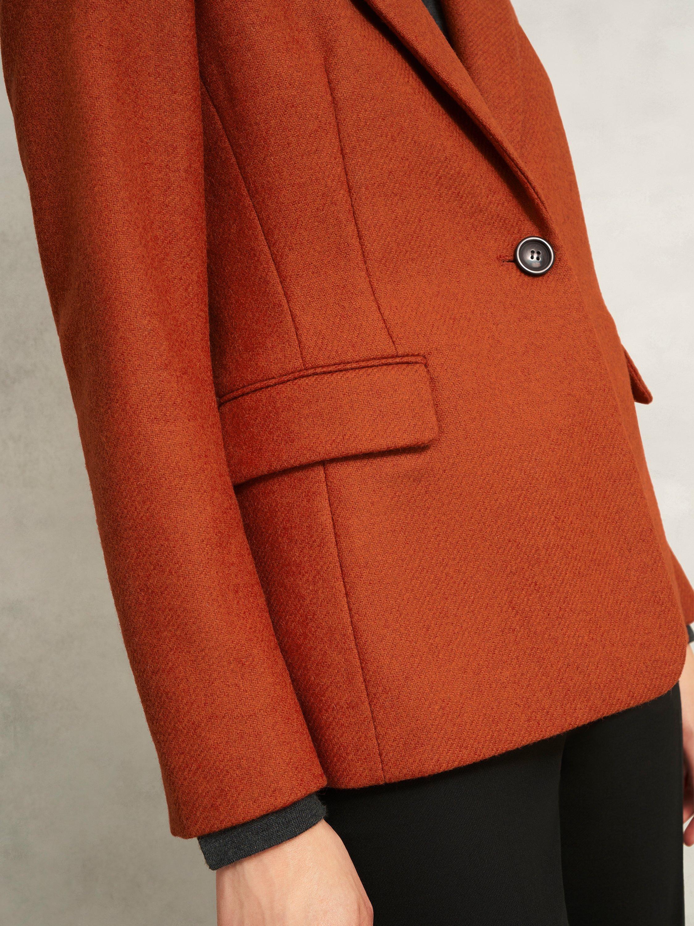 Product image 6 of 7, which shows Hobbs Jess Textured Pure Wool Jacket, Orange, 10