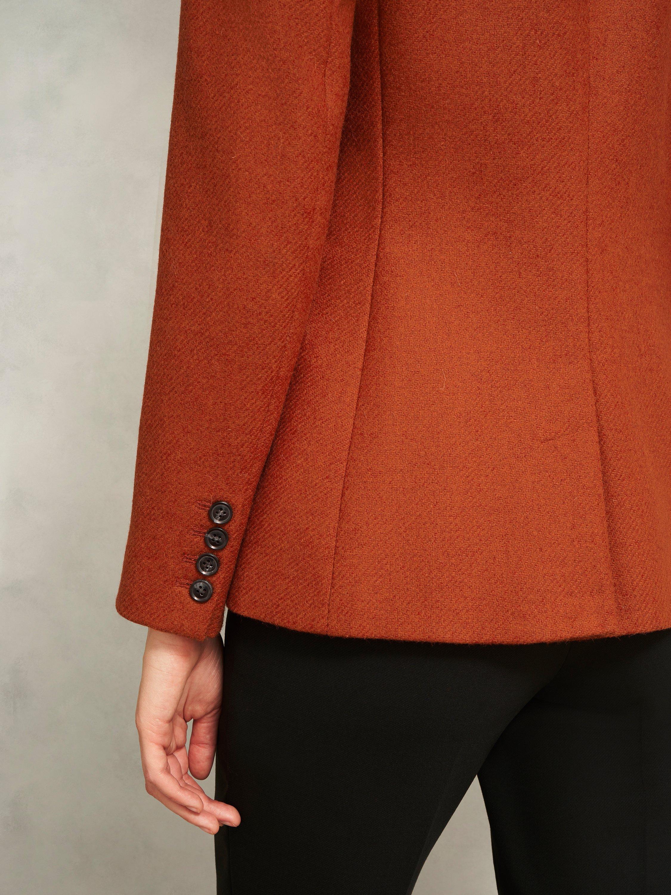 Product image 7 of 7, which shows Hobbs Jess Textured Pure Wool Jacket, Orange, 10