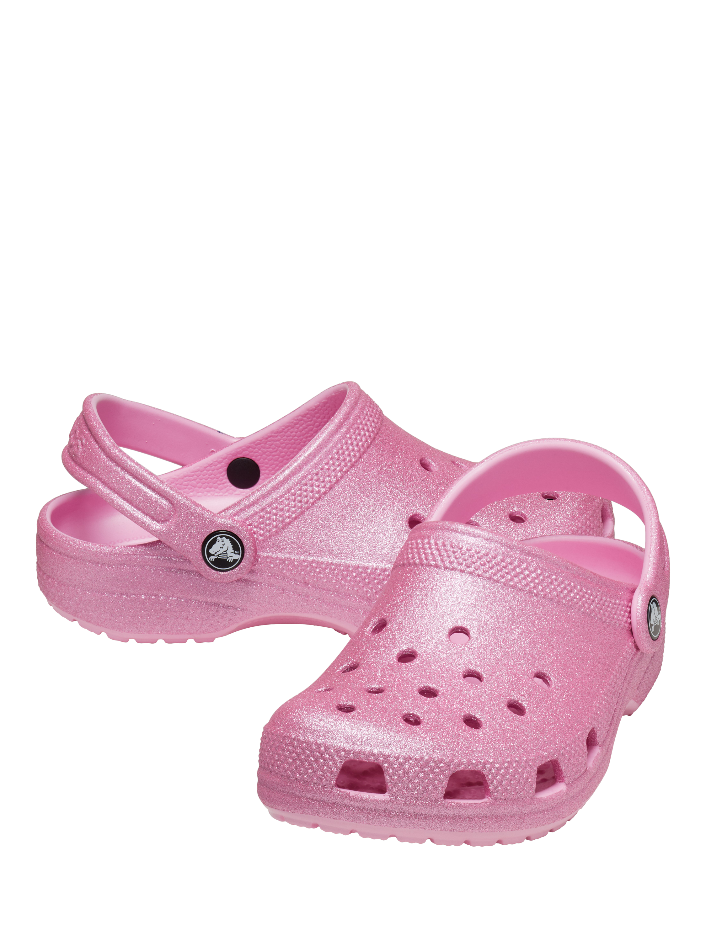 Product image 3 of 5, which shows Crocs Kids' Classic Glitter Clogs, Pink Glitter, 2