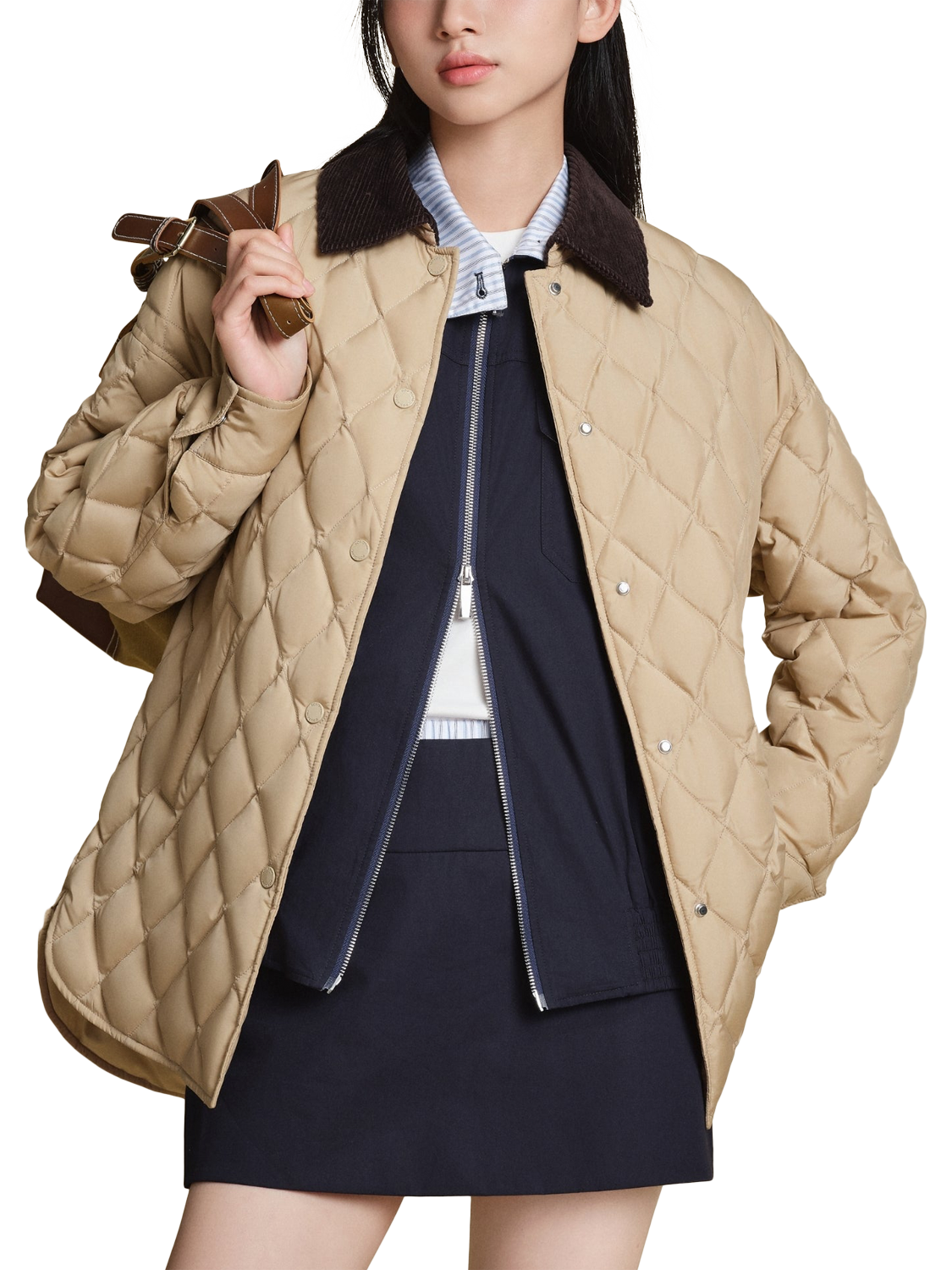 Product image 1 of 6, which shows Bosideng Quilted Barn Jacket, Khaki Sands, 4