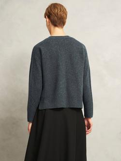 Hobbs Elida Wool Blend Long Sleeve V Neck Cardigan - view 2, Mid Grey