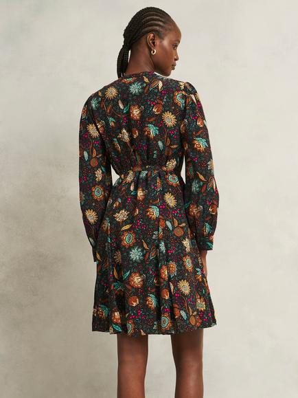 Hobbs Hailey Long Sleeve Mini Dress, Black/Multi - view 2, Black/Multi