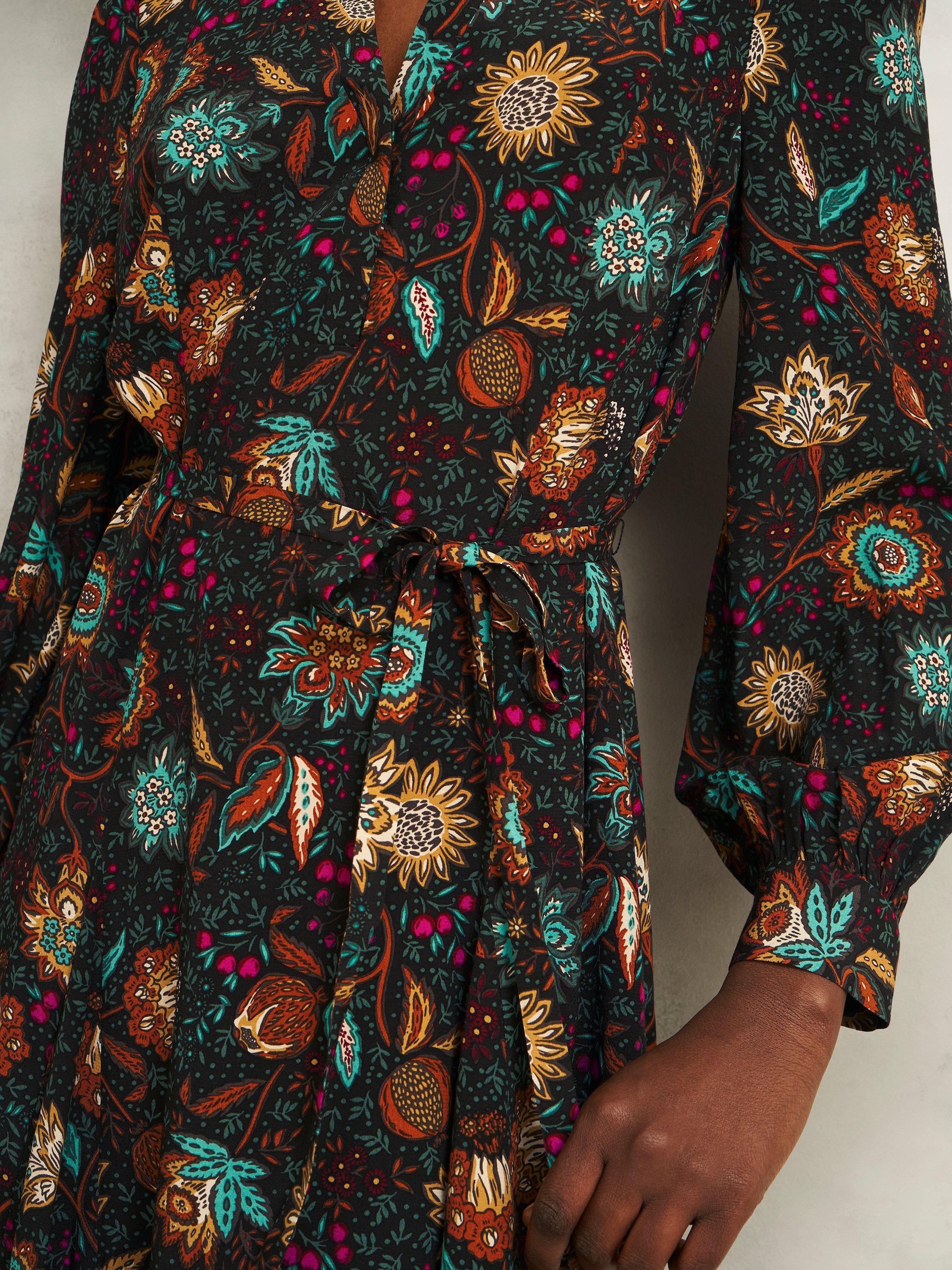Product image 3 of 6, which shows Hobbs Hailey Long Sleeve Mini Dress, Black/Multi, 10