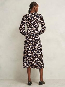 Hobbs Harlie Jersey Midi Dress, Navy/Multi - view 2, Navy/Multi