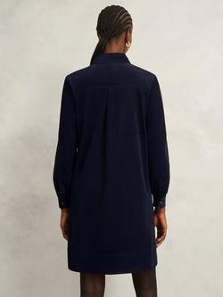 Hobbs Lena Cotton Blend Long Sleeve Collar Mini Shirt Dress - view 2, Navy Blue