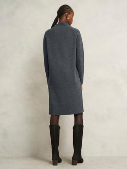 Hobbs Lorraine Wool Blend Turtle Neck Jumper Dress - view 2, Mid Grey