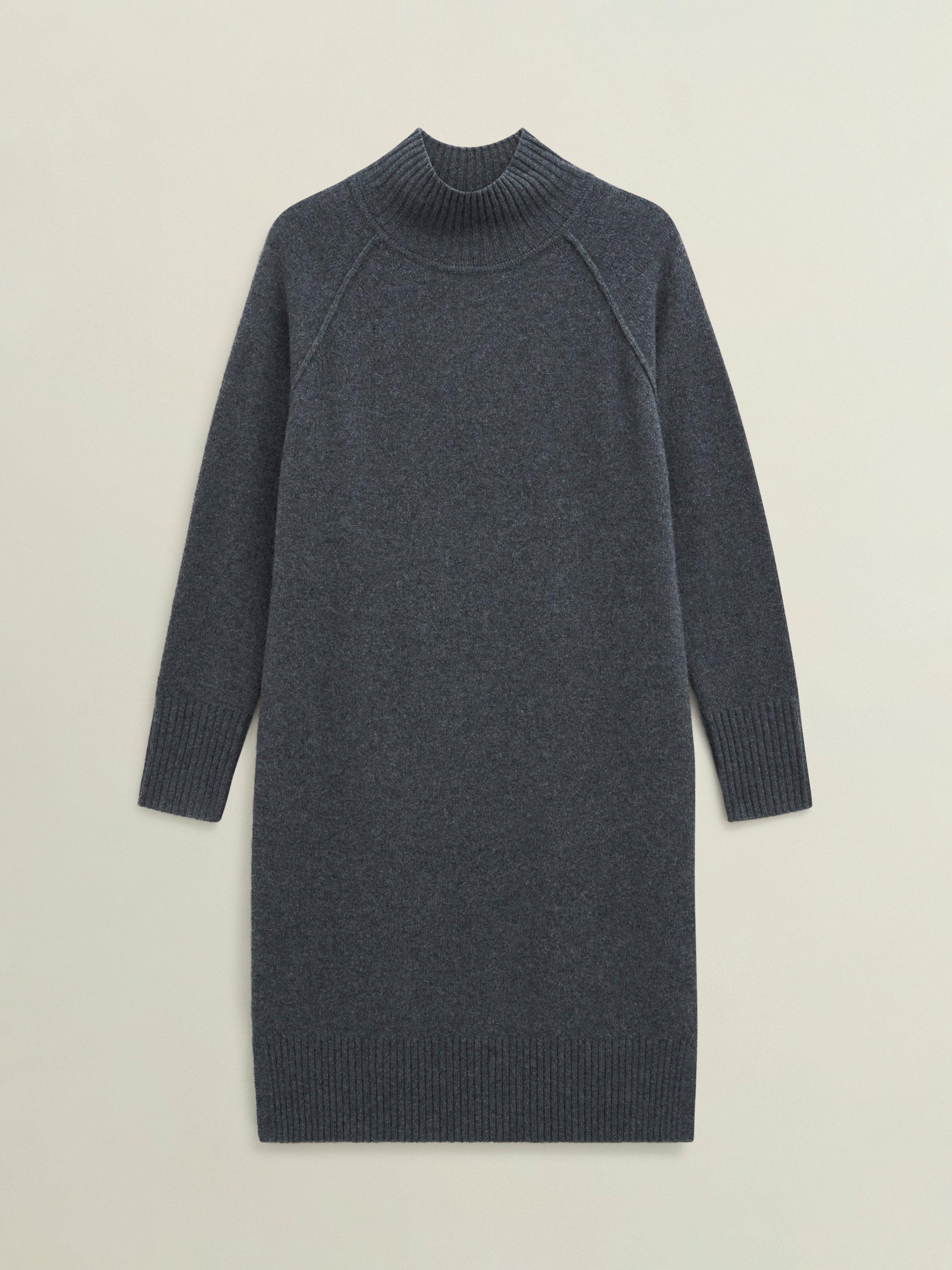 Product image 4 of 6, which shows Hobbs Lorraine Wool Blend Turtle Neck Jumper Dress, Mid Grey, L