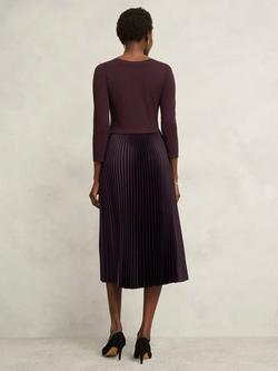 Hobbs Lucinda Split Pleated Dress - view 2, Malbec Purple