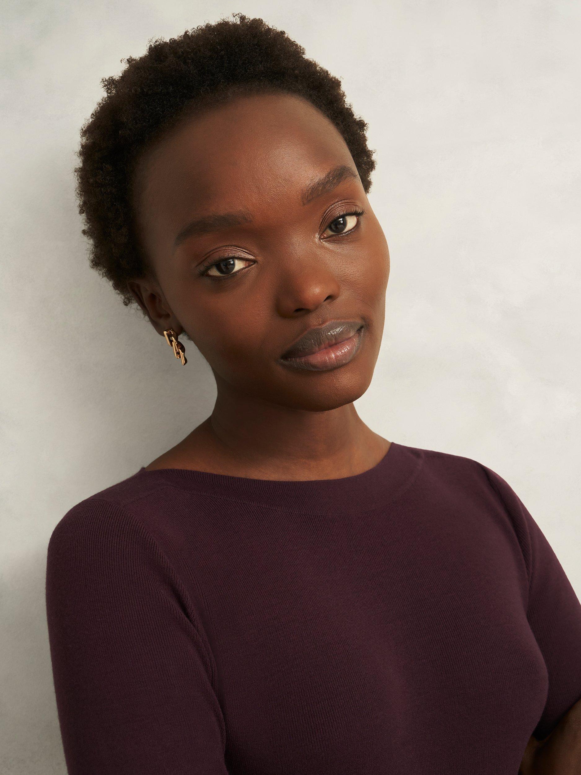 Product image 6 of 6, which shows Hobbs Lucinda Split Pleated Dress, Malbec Purple, 8