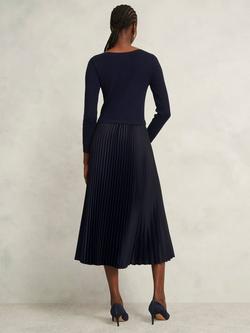 Hobbs Lucinda Split Pleated Dress - view 2, Navy
