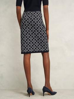 Hobbs Perrie Split Geometric Dress, Navy/Ivory - view 2, Navy/Ivory