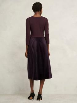 Hobbs Petite Lucinda Split Pleated Dress - view 2, Malbec Purple