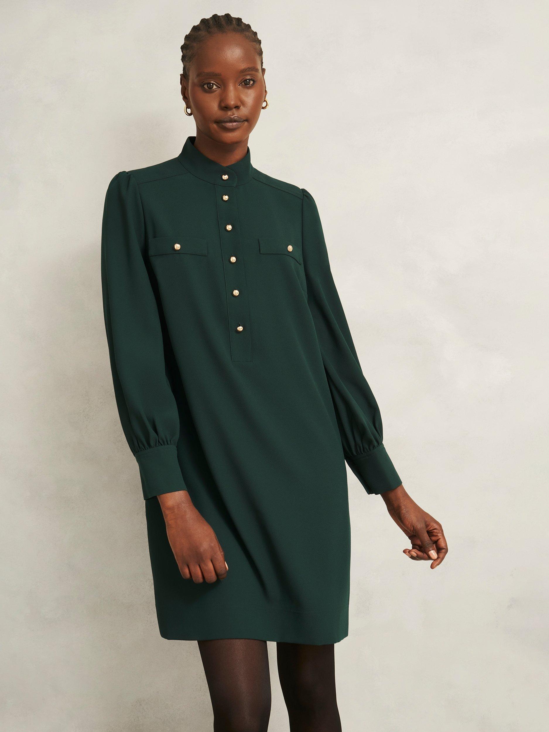 Hobbs Stephanie Long Sleeve High Neck Mini Dress Shirt
