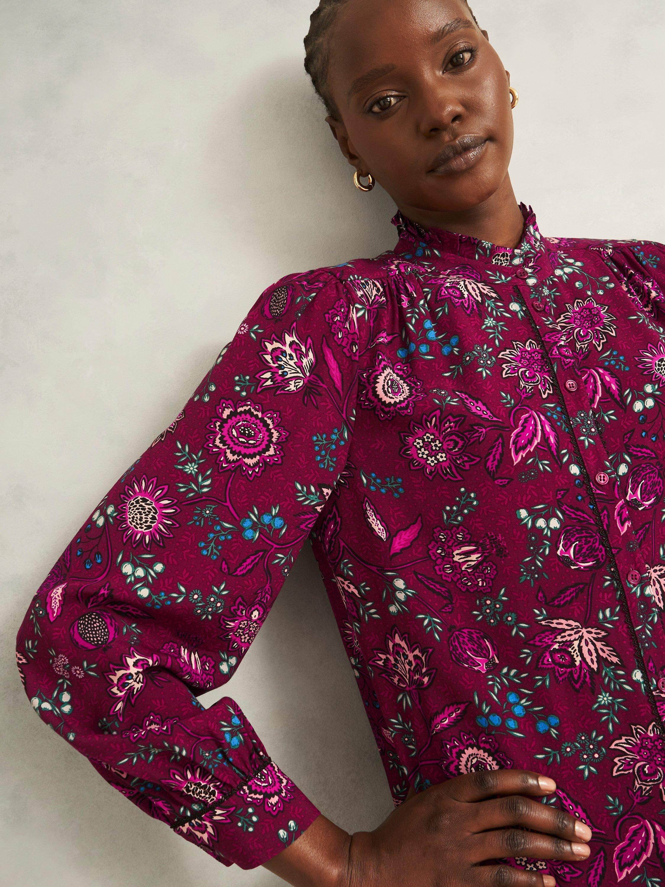 Hobbs Carissa Paisley Floral Shirt, Red/Multi