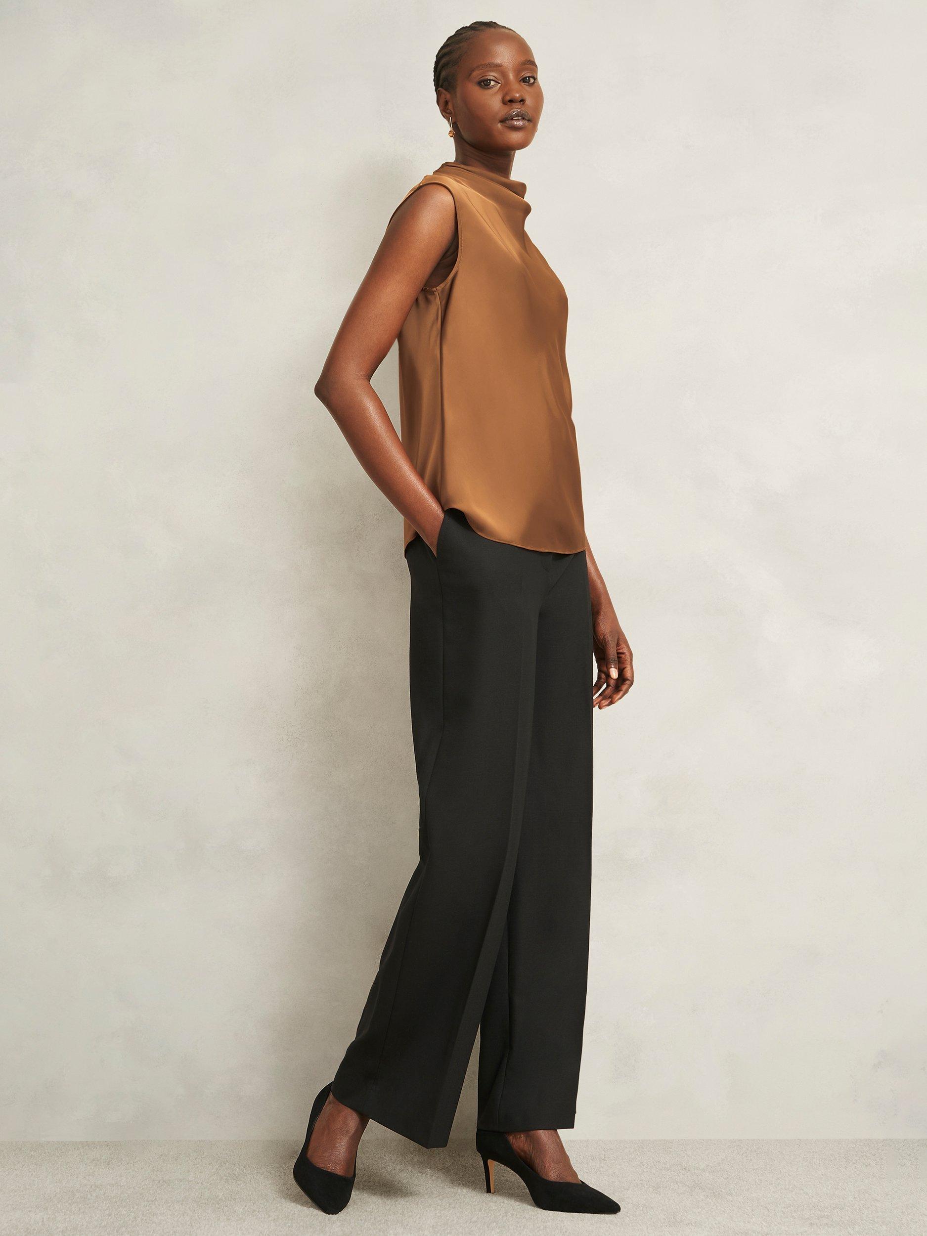 Product image 5 of 6, which shows Hobbs Gigi Drape Neck Sleeveless Top, Brown, 20