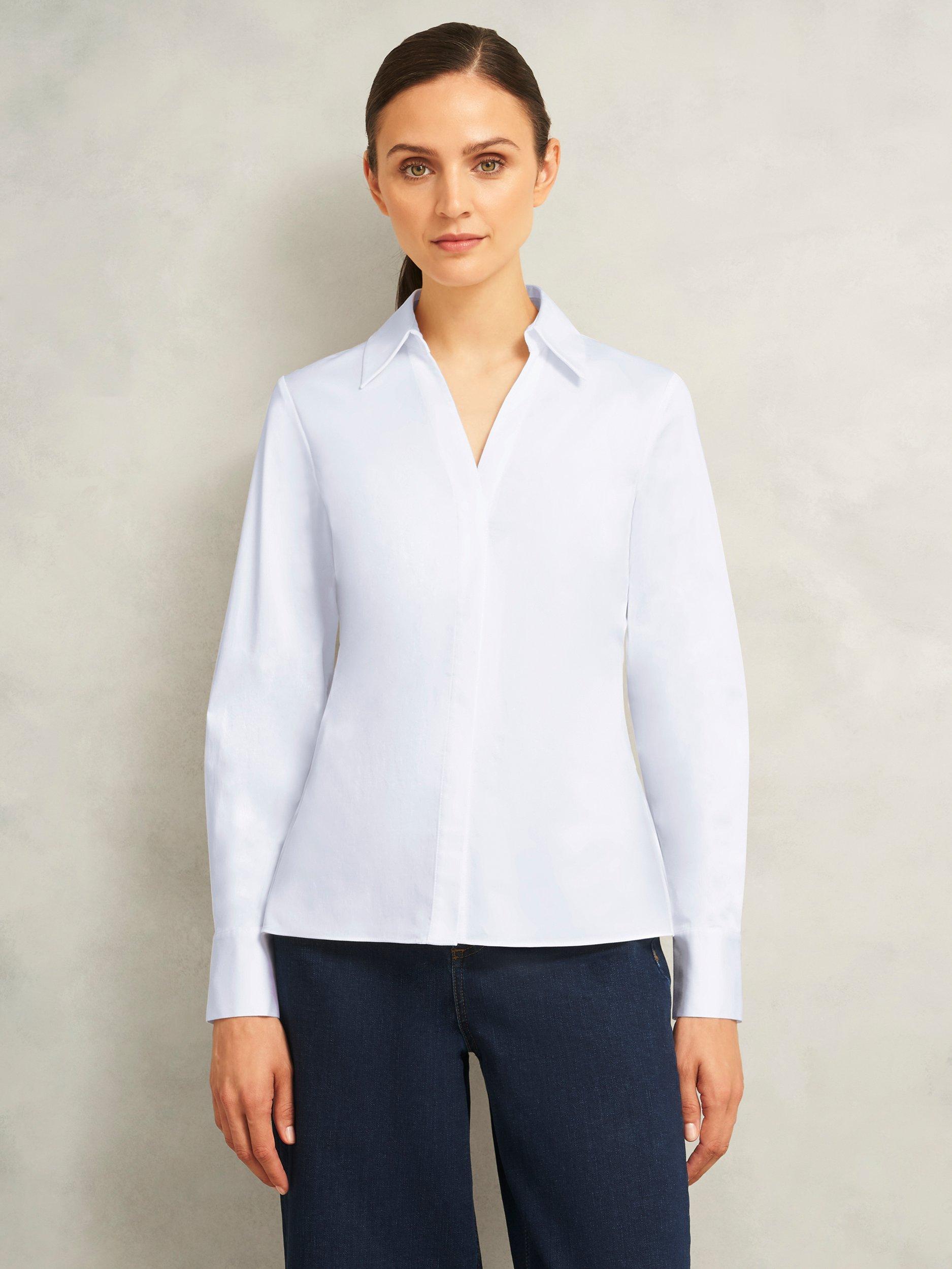 Product image 1 of 6, which shows Hobbs Lindsey Long Sleeve Shirt, White, 14