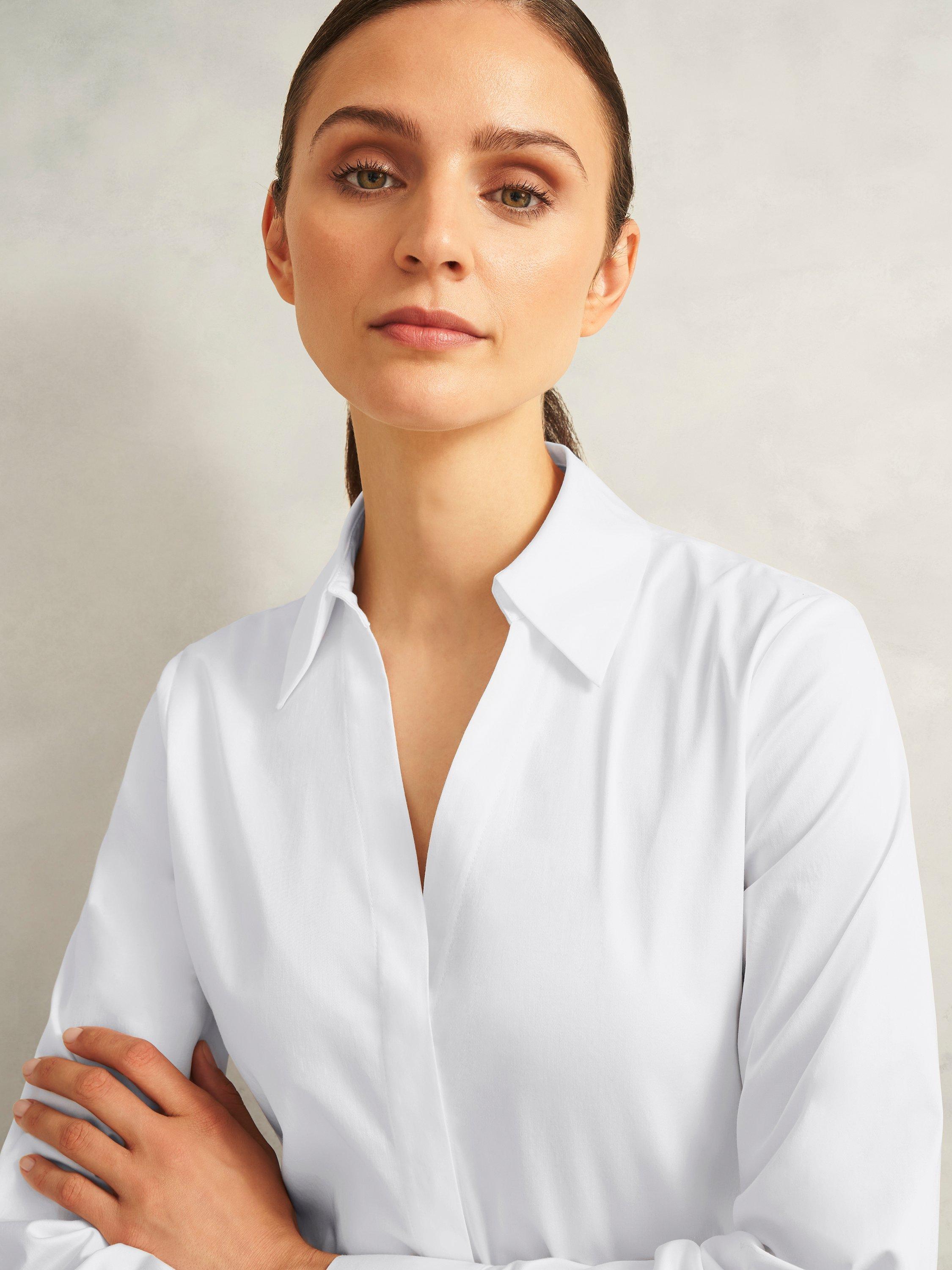 Product image 3 of 6, which shows Hobbs Lindsey Long Sleeve Shirt, White, 14