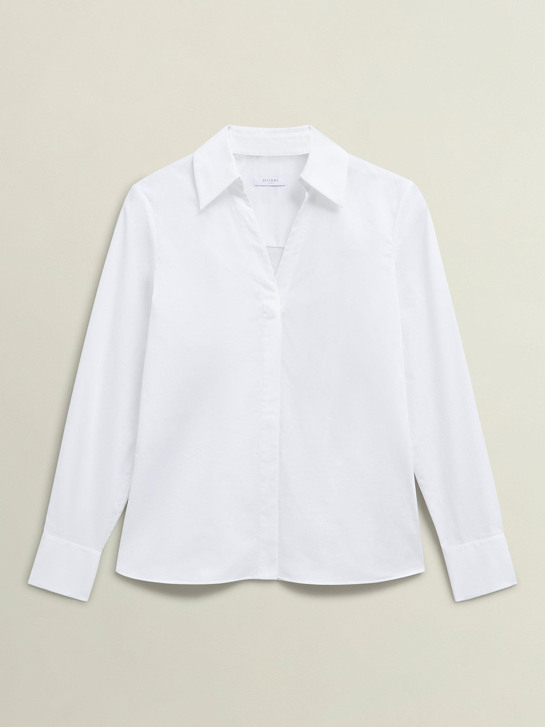 Product image 4 of 6, which shows Hobbs Lindsey Long Sleeve Shirt, White, 14