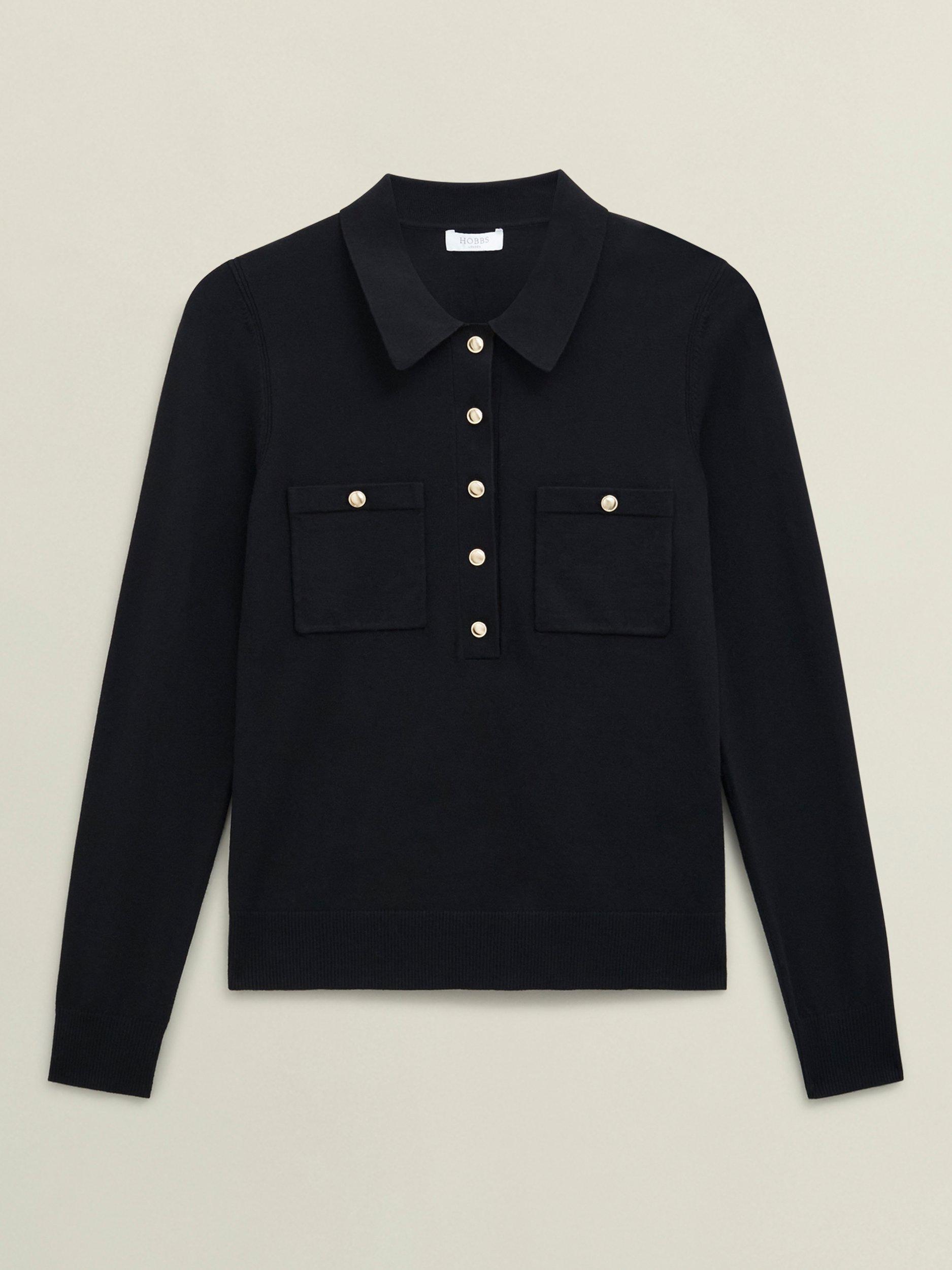 Product image 4 of 6, which shows Hobbs Jessica Knitted Shirt, Black, XS