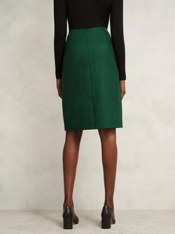 Hobbs Daphne Herringbone Pure Wool Skirt, Green - view 2, Green