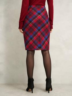 Hobbs Daphne Tartan Pure Wool Skirt, Red/Multi - view 2, Red/Multi