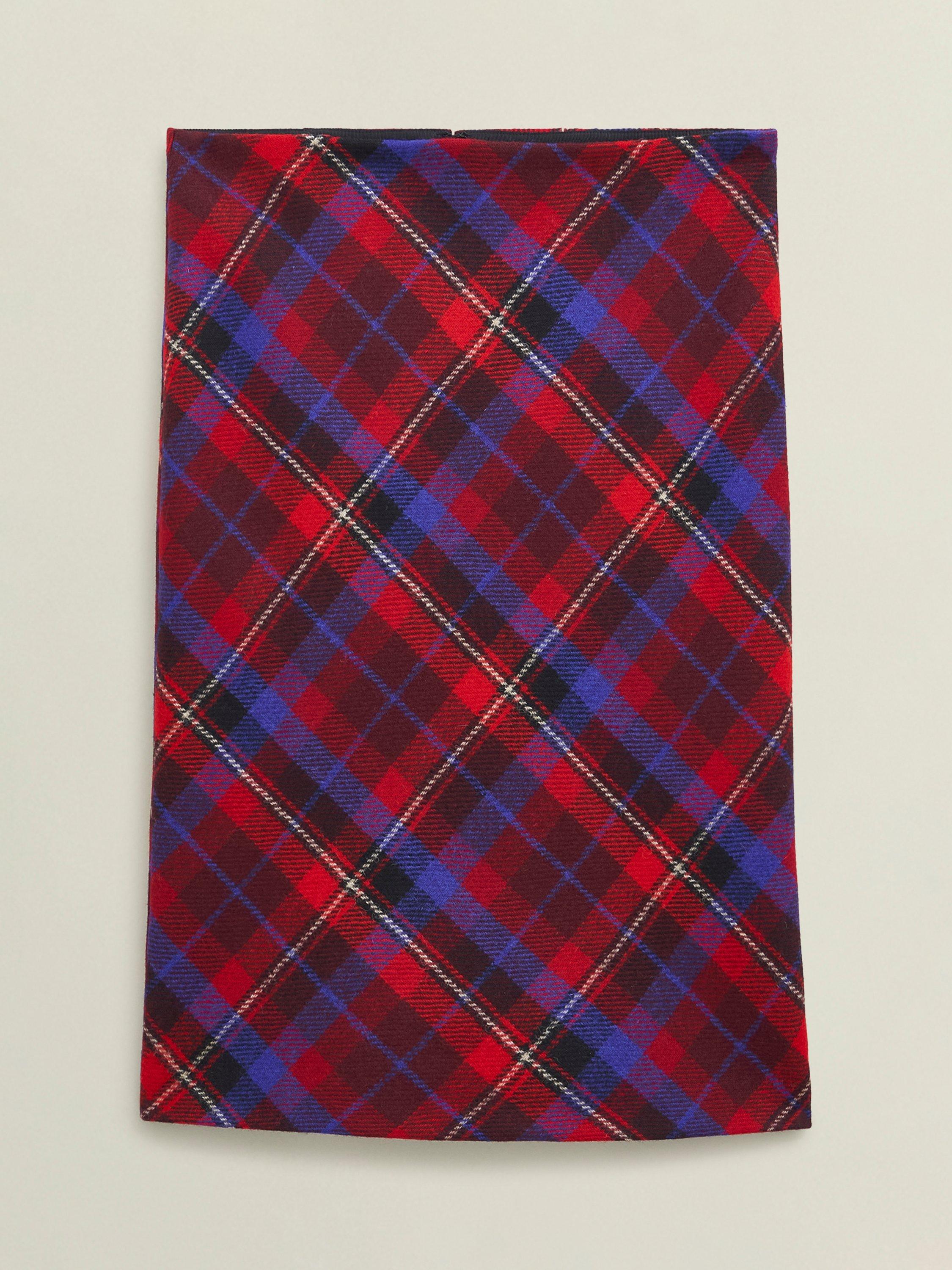 Product image 4 of 6, which shows Hobbs Daphne Tartan Pure Wool Skirt, Red/Multi, 6