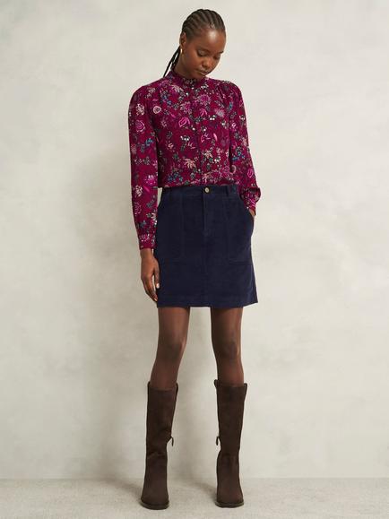 Hobbs Izara Cotton Blend Mini Skirt, Navy Blue