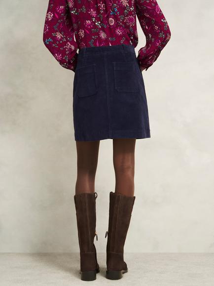 Hobbs Izara Cotton Blend Mini Skirt - view 2, Navy Blue