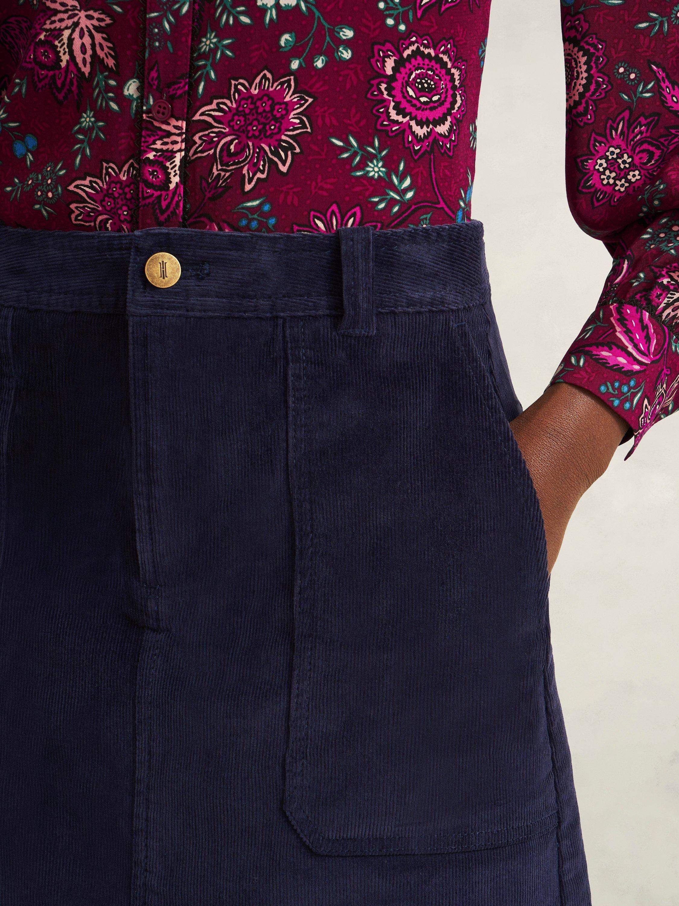 Product image 3 of 6, which shows Hobbs Izara Cotton Blend Mini Skirt, Navy Blue, 12