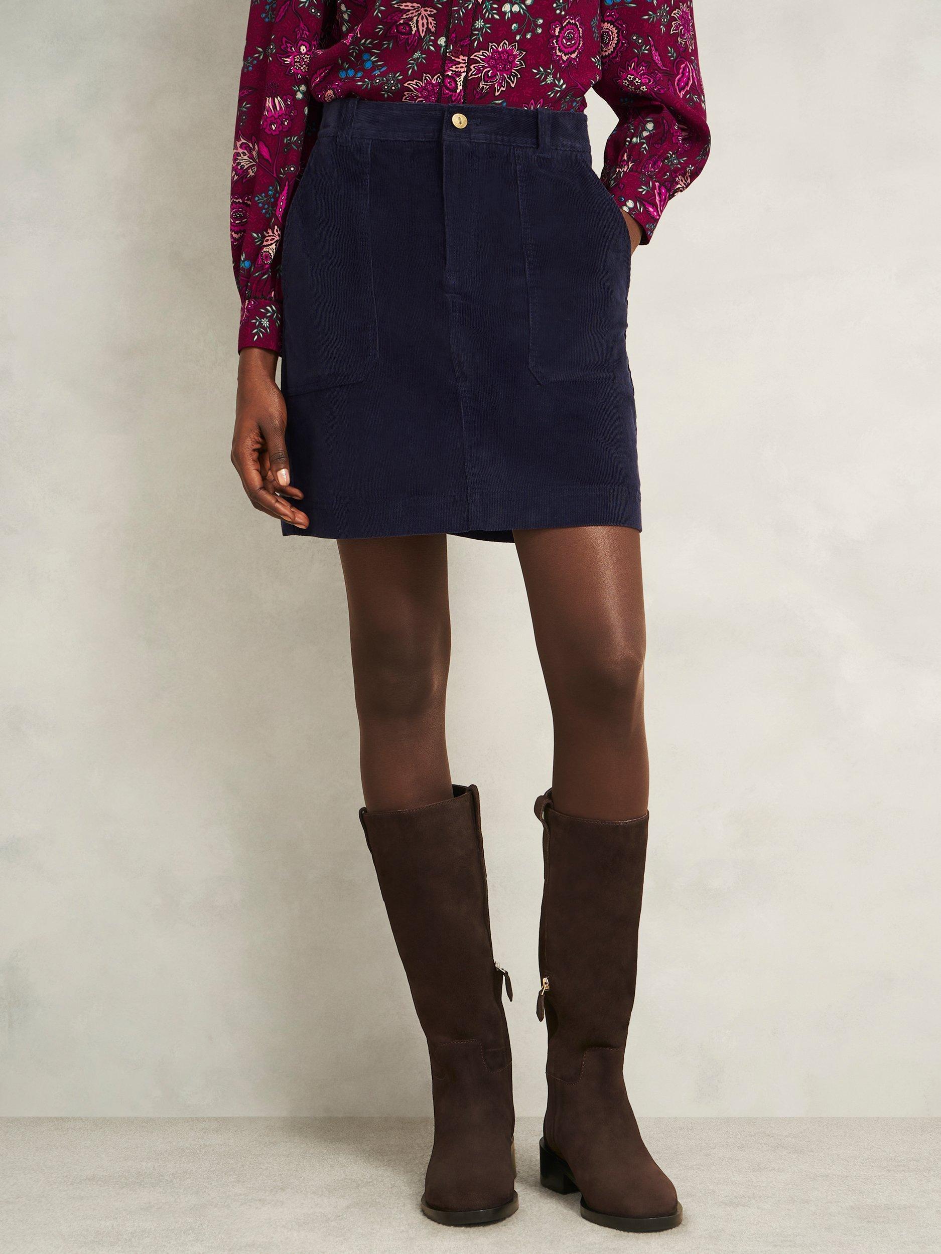 Product image 5 of 6, which shows Hobbs Izara Cotton Blend Mini Skirt, Navy Blue, 12