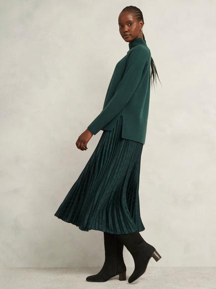 Hobbs Luana Pleated Midi Skirt, Green