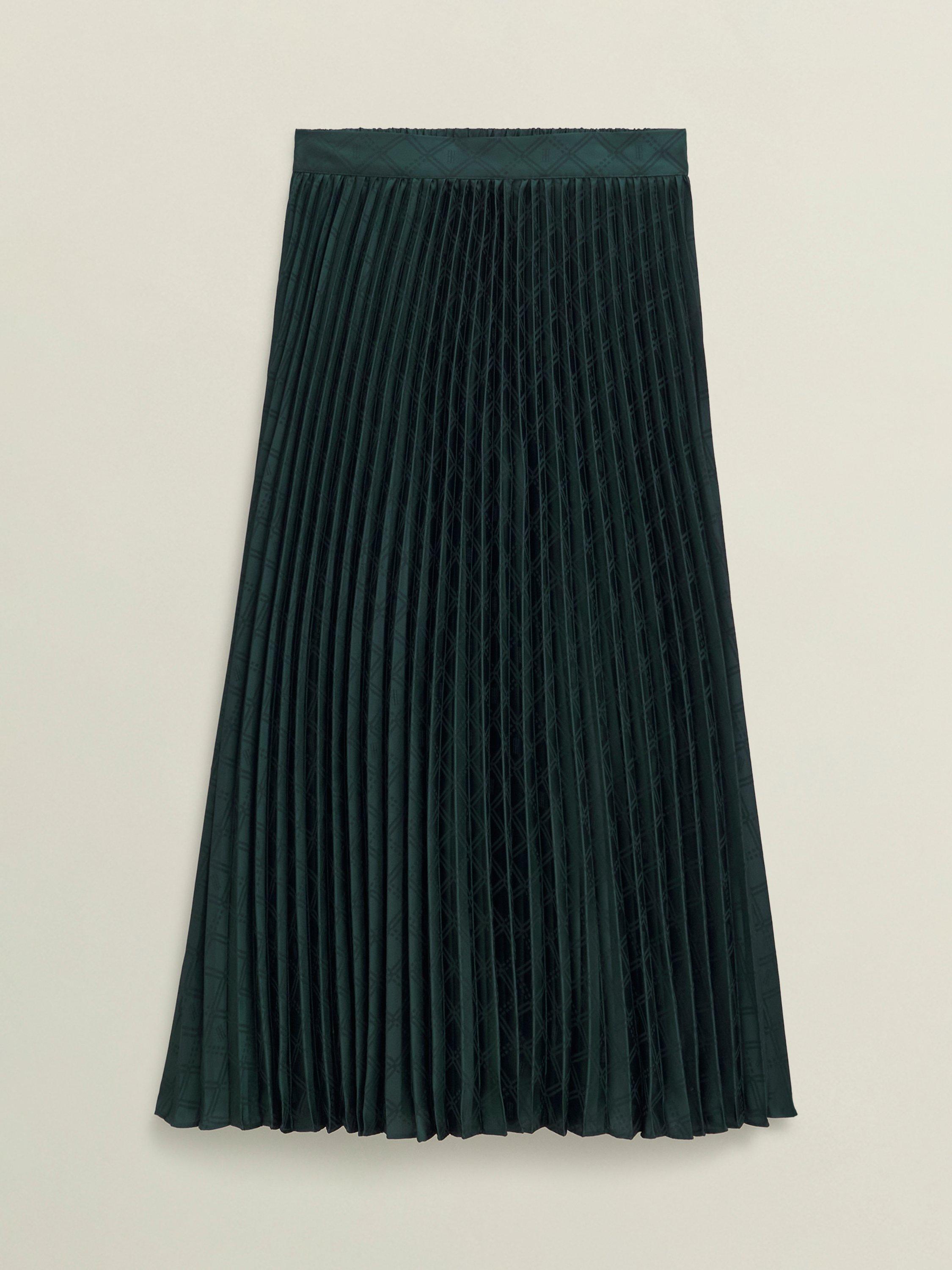 Product image 4 of 6, which shows Hobbs Luana Pleated Midi Skirt, Green, 8