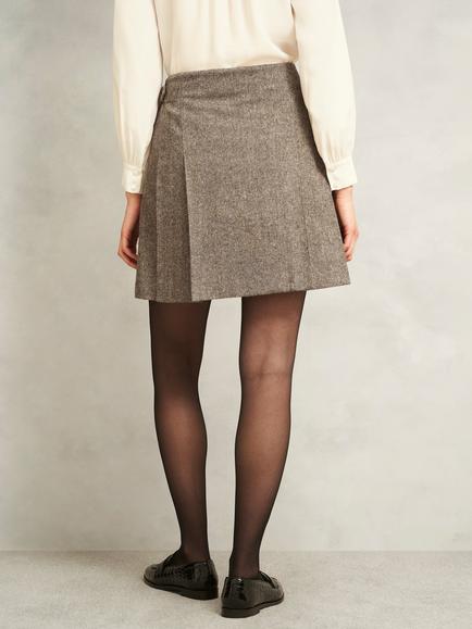 Hobbs Elvie Pleated Mini Skirt, Brown/Multi - view 2, Brown/Multi