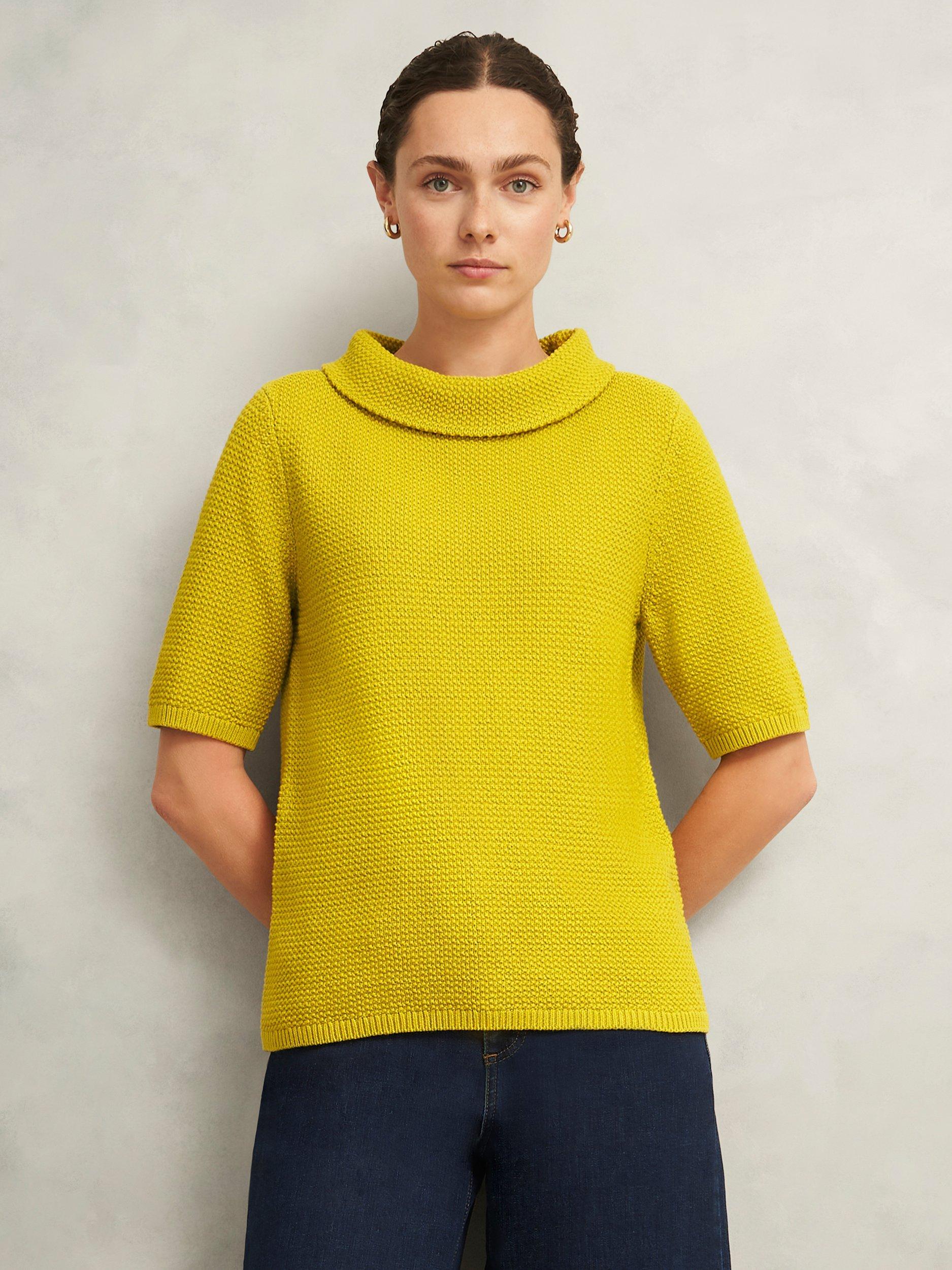 Product image 1 of 5, which shows Hobbs Camilla Oversized Neck Top, Gold Chartreuse, XS