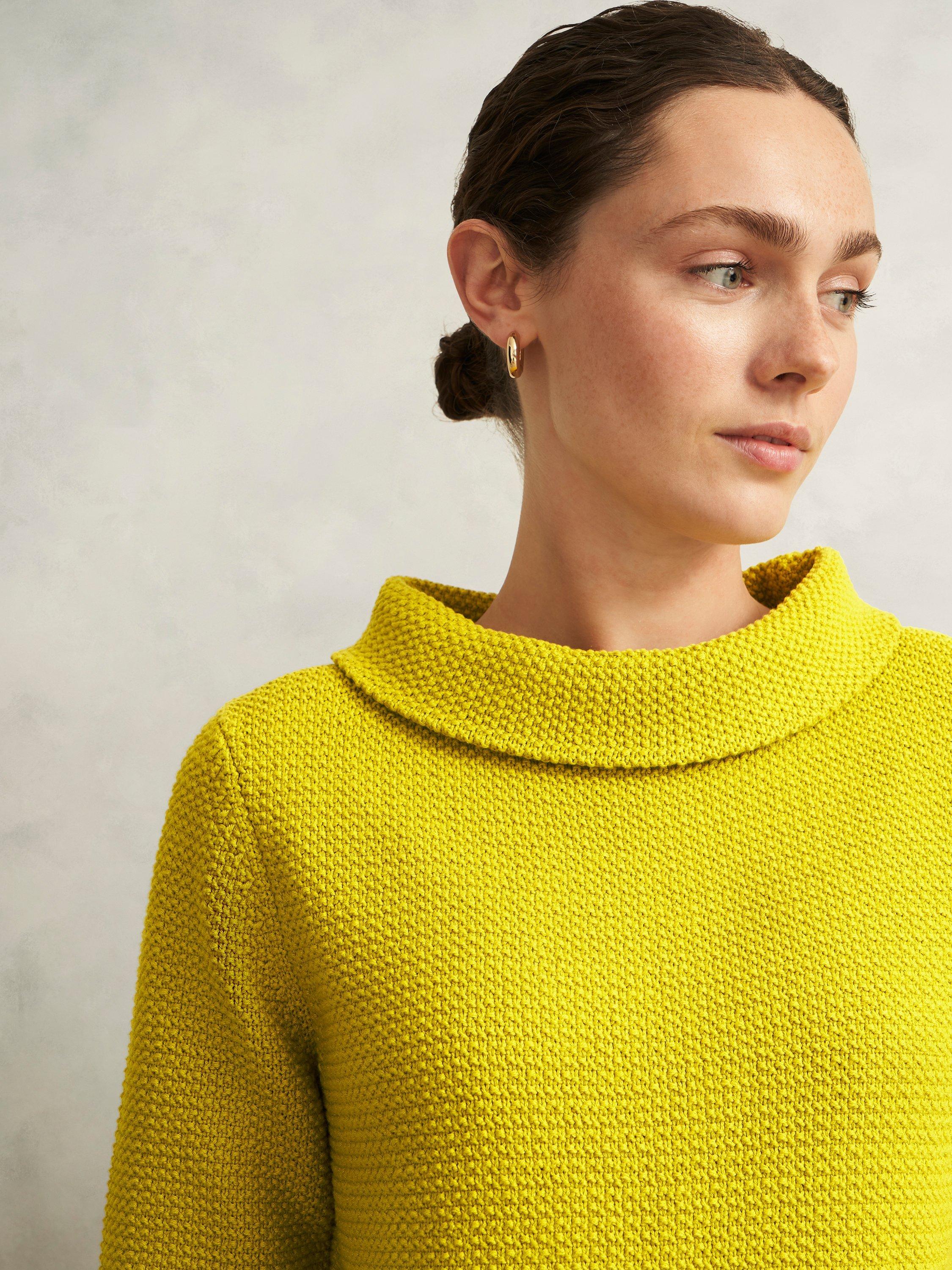 Product image 3 of 5, which shows Hobbs Camilla Oversized Neck Top, Gold Chartreuse, XS